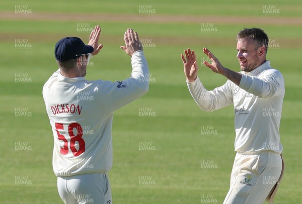 060426 - Glamorgan v Yorkshire, Rothesay County Championship, Division One - Mason Crane of Glamorgan celebrates after bowling out James Wharton of Yorkshire