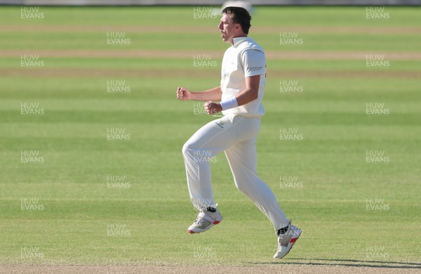 060426 - Glamorgan v Yorkshire, Rothesay County Championship, Division One - Ryan Hadley of Glamorgan celebrates after taking the wicket of Will Luxton of Yorkshire lbw