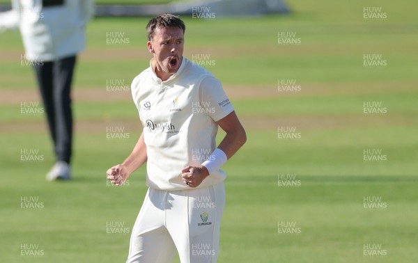 060426 - Glamorgan v Yorkshire, Rothesay County Championship, Division One - Ryan Hadley of Glamorgan celebrates after taking the wicket of Will Luxton of Yorkshire lbw