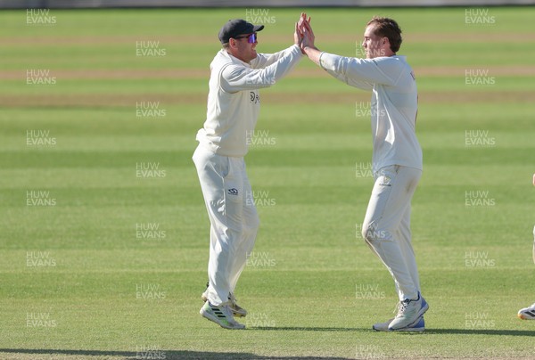 060426 - Glamorgan v Yorkshire, Rothesay County Championship, Division One - Ben Kellaway of Glamorgan celebrates after Adam Lyth of Yorkshire is caught by Chris Cooke for 97
