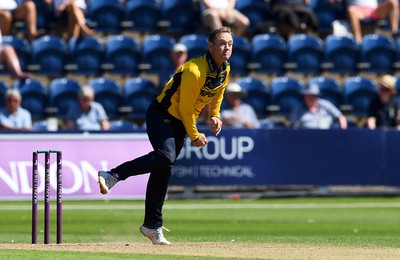 100822 - Glamorgan v Yorkshire - Royal London One-Day Cup - Colin Ingram of Glamorgan bowls