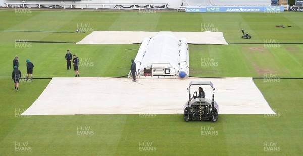 150521 - Glamorgan v Yorkshire, LV= County Championship Group Three - The covers are back on as rain starts ahead of lunch