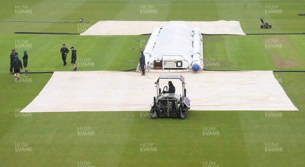 150521 - Glamorgan v Yorkshire, LV= County Championship Group Three - The covers are back on as rain starts ahead of lunch