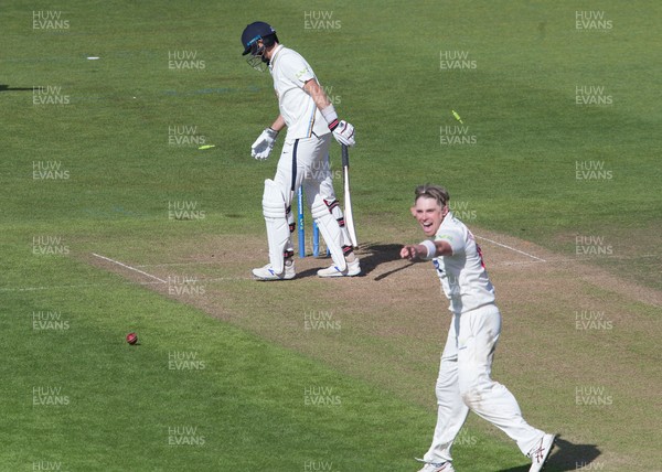 150521 - Glamorgan v Yorkshire, LV= County Championship Group Three - Joe Root of Yorkshire is bowled out by Dan Douthwaite of Glamorgan on 99 runs
