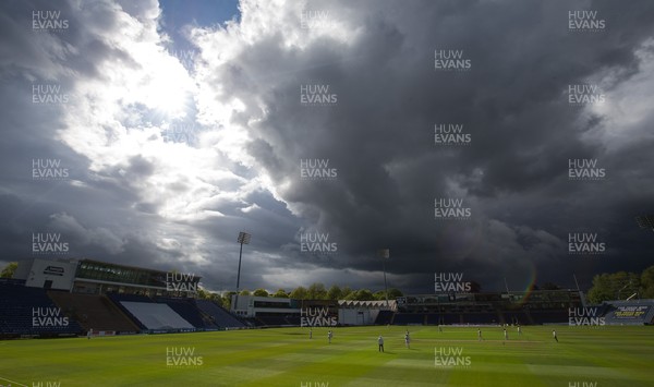 160521 - Glamorgan v Yorkshire, LV= County Championship Group Three - Storm clouds gather in the final period of play of a rain affected match between Glamorgan and Yorkshire at Sophia Gardens, Cardiff