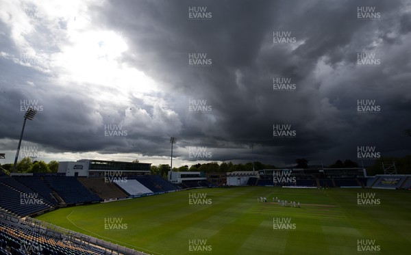 160521 - Glamorgan v Yorkshire, LV= County Championship Group Three - Glamorgan declare under dramatic skies above Sophia Gardens during the final period of play of a rain affected match between Glamorgan and Yorkshire in Cardiff