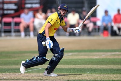 240726 - Glamorgan v Yorkshire - Metro Bank One Day Cup Men - Will Smale of Glamorgan batting