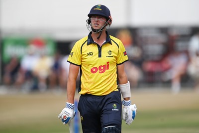 240726 - Glamorgan v Yorkshire - Metro Bank One Day Cup Men - Will Smale of Glamorgan is LBW to Ben Cliff of Yorkshire
