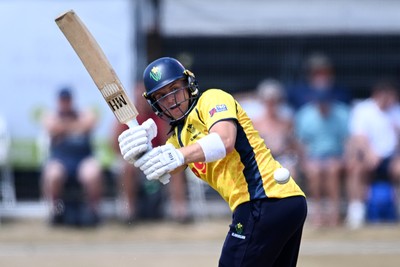240726 - Glamorgan v Yorkshire - Metro Bank One Day Cup Men - Alex Horton of Glamorgan batting