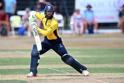 240726 - Glamorgan v Yorkshire - Metro Bank One Day Cup Men - Eddie Byrom of Glamorgan batting