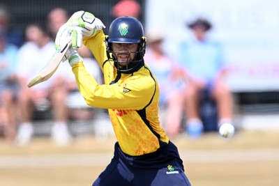 240726 - Glamorgan v Yorkshire - Metro Bank One Day Cup Men - Eddie Byrom of Glamorgan batting