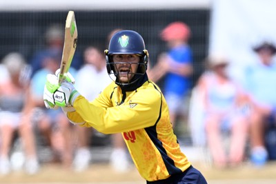 240726 - Glamorgan v Yorkshire - Metro Bank One Day Cup Men - Eddie Byrom of Glamorgan batting