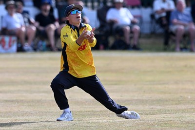 240726 - Glamorgan v Yorkshire - Metro Bank One Day Cup Men - Jack Hope-Bell of Glamorgan catches the ball to dismiss Kuldeep Yadav of Yorkshire