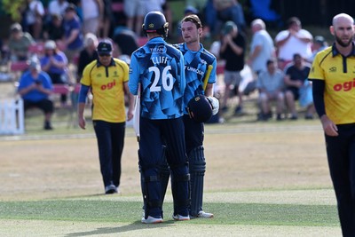 240726 - Glamorgan v Yorkshire - Metro Bank One Day Cup Men - Yorkshire celebrate the win at the end of the match