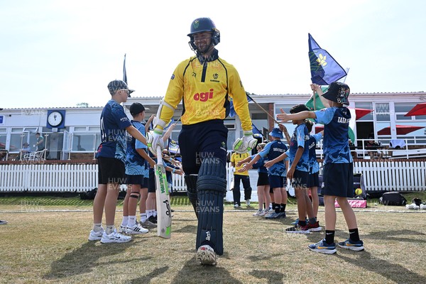 240726 - Glamorgan v Yorkshire - Metro Bank One Day Cup Men - Eddie Byrom of Glamorgan runs out at the start of the match