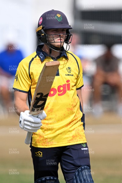 240726 - Glamorgan v Yorkshire - Metro Bank One Day Cup Men - Callum Nicholls of Glamorgan after being caught out by Dom Bess of Yorkshire