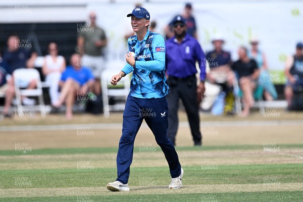 240726 - Glamorgan v Yorkshire - Metro Bank One Day Cup Men - Jack Hope-Bell of Glamorgan was LBW to Jack White of Yorkshire