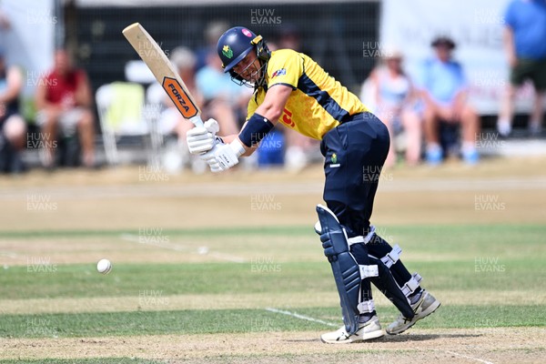 240726 - Glamorgan v Yorkshire - Metro Bank One Day Cup Men - Timm Van Der Gugten of Glamorgan batting