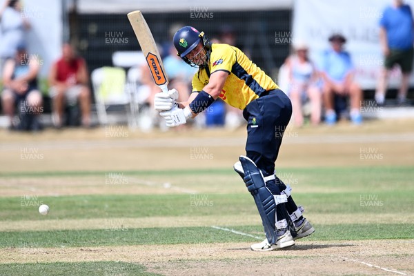240726 - Glamorgan v Yorkshire - Metro Bank One Day Cup Men - Timm Van Der Gugten of Glamorgan batting