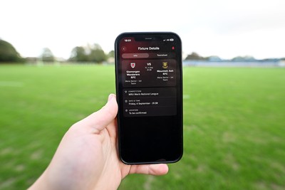 040926 - Glamorgan Wanderers v Mountain Ash - Championship East - Picture shows the new Rygbi Cymru app in action after launch at the Memorial Ground, home of Glamorgan Wanderers in Cardiff, Wales