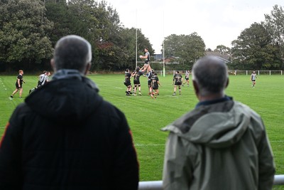 040926 - Glamorgan Wanderers v Mountain Ash - Championship East - Picture shows Geraint John, WRU Community Director (left) and Ashok Ahir, WRU Director of Corporate Affairs watch the match