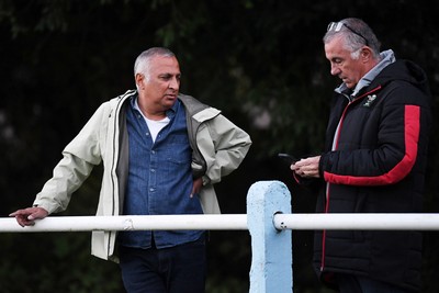 040926 - Glamorgan Wanderers v Mountain Ash - Championship East - Picture shows Geraint John, WRU Community Director (left) and Ashok Ahir, WRU Director of Corporate Affairs in attendance 