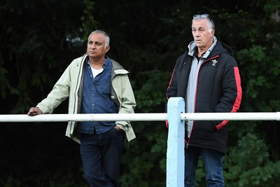 040926 - Glamorgan Wanderers v Mountain Ash - Championship East - Picture shows Geraint John, WRU Community Director (left) and Ashok Ahir, WRU Director of Corporate Affairs watch the match