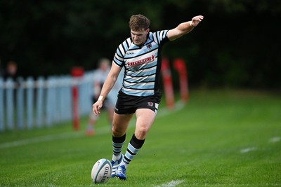 040926 - Glamorgan Wanderers v Mountain Ash - Championship East - Jake Lloyd of Glamorgan kicks the conversion