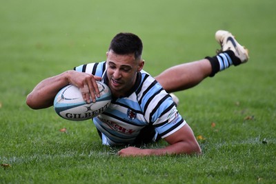 040926 - Glamorgan Wanderers v Mountain Ash - Championship East - Amir Walji of Glamorgan scores a try