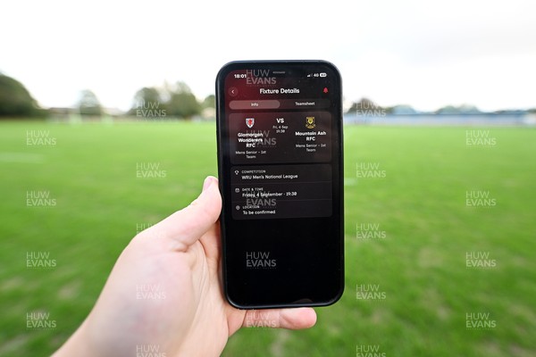 040926 - Glamorgan Wanderers v Mountain Ash - Championship East - Picture shows the new Rygbi Cymru app in action after launch at the Memorial Ground, home of Glamorgan Wanderers in Cardiff, Wales