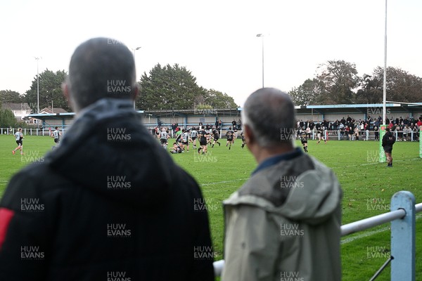 040926 - Glamorgan Wanderers v Mountain Ash - Championship East - Picture shows Geraint John, WRU Community Director (left) and Ashok Ahir, WRU Director of Corporate Affairs watch the match