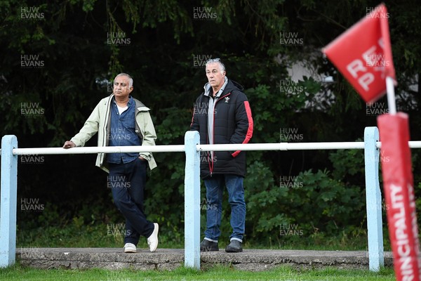 040926 - Glamorgan Wanderers v Mountain Ash - Championship East - Picture shows Geraint John, WRU Community Director (left) and Ashok Ahir, WRU Director of Corporate Affairs watch the match