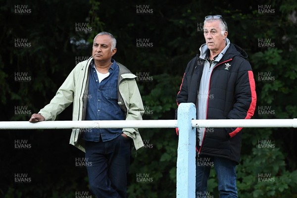 040926 - Glamorgan Wanderers v Mountain Ash - Championship East - Picture shows Geraint John, WRU Community Director (left) and Ashok Ahir, WRU Director of Corporate Affairs watch the match
