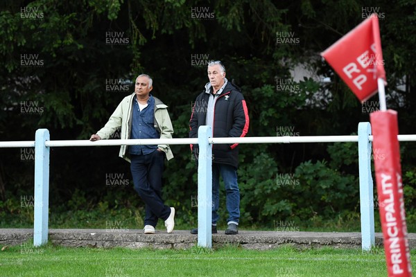 040926 - Glamorgan Wanderers v Mountain Ash - Championship East - Picture shows Geraint John, WRU Community Director (left) and Ashok Ahir, WRU Director of Corporate Affairs watch the match