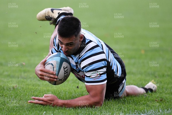 040926 - Glamorgan Wanderers v Mountain Ash - Championship East - Amir Walji of Glamorgan scores a try