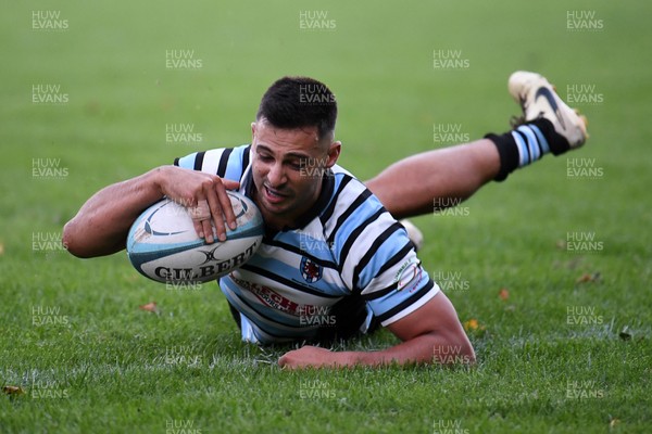 040926 - Glamorgan Wanderers v Mountain Ash - Championship East - Amir Walji of Glamorgan scores a try