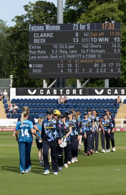 230526 - Glamorgan Women v Derbyshire Falcons Women, Vitality Blast Women League 2 - Glamorgan leave the field after beating Derbyshire Falcons Women