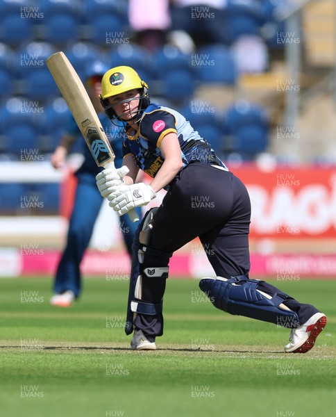 230526 - Glamorgan Women v Derbyshire Falcons Women, Vitality Blast Women League 2 - Bethan Ellis of Glamorgan Women plays a shots
