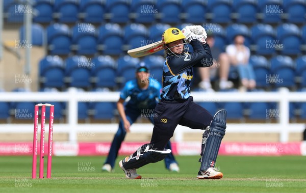 230526 - Glamorgan Women v Derbyshire Falcons Women, Vitality Blast Women League 2 - Daisy Jeanes of Glamorgan Women plays a shot