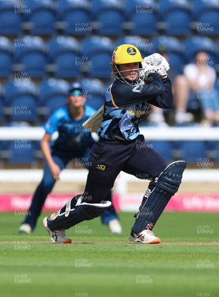 230526 - Glamorgan Women v Derbyshire Falcons Women, Vitality Blast Women League 2 - Daisy Jeanes of Glamorgan Women plays a shot