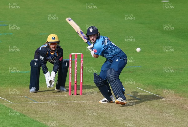 230526 - Glamorgan Women v Derbyshire Falcons Women, Vitality Blast Women League 2 - Rhiannon Knowling-Davies of Derbyshire Falcons Women plays a shot