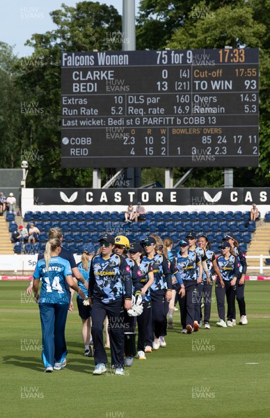 230526 - Glamorgan Women v Derbyshire Falcons Women, Vitality Blast Women League 2 - Glamorgan leave the field after beating Derbyshire Falcons Women