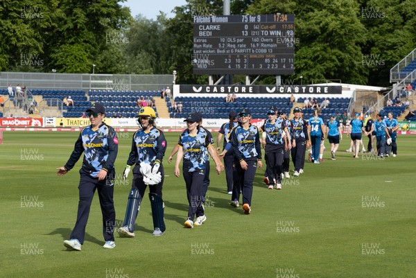 230526 - Glamorgan Women v Derbyshire Falcons Women, Vitality Blast Women League 2 - Glamorgan leave the field after beating Derbyshire Falcons Women