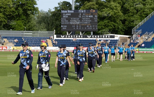 230526 - Glamorgan Women v Derbyshire Falcons Women, Vitality Blast Women League 2 - Glamorgan leave the field after beating Derbyshire Falcons Women