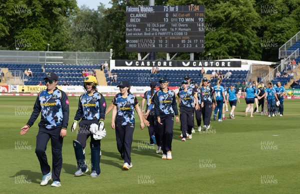 230526 - Glamorgan Women v Derbyshire Falcons Women, Vitality Blast Women League 2 - Glamorgan leave the field after beating Derbyshire Falcons Women