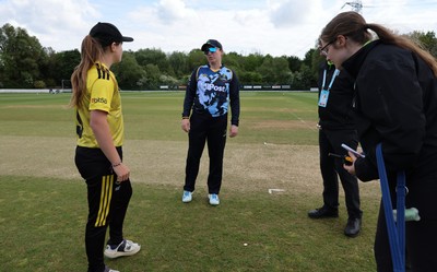 050525 - Glamorgan Women v Gloucestershire Women, Vitality T20 Women’s County Cup - \g7\ and \gl9\ join the umpires for the coin toss
