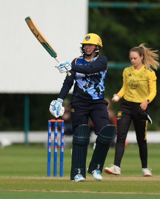 050525 - Glamorgan Women v Gloucestershire Women, Vitality T20 Women’s County Cup - Lauren Parfitt of Glamorgan Women celebrates her 50
