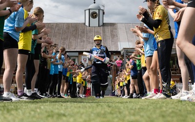 050525 - Glamorgan Women v Gloucestershire Women, Vitality T20 Women’s County Cup - Guard of hopnour welcome Glamorgan to the field