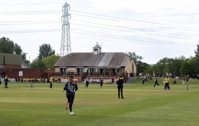 050525 - Glamorgan Women v Gloucestershire Women, Vitality T20 Women’s County Cup - Glamorgan celebrate taking the wicket of Caitlin Belcher of Gloucestershire