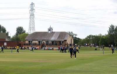 050525 - Glamorgan Women v Gloucestershire Women, Vitality T20 Women’s County Cup - Glamorgan celebrate taking the wicket of Caitlin Belcher of Gloucestershire